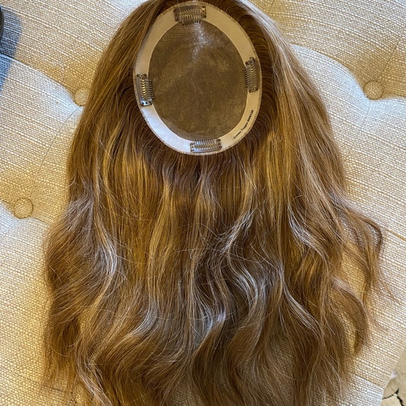 HUMAN HAIR Topper NEW WOT 100% Remy hair! Hidden Crown Brand Rooted Dark Blonde - Picture 3 of 16